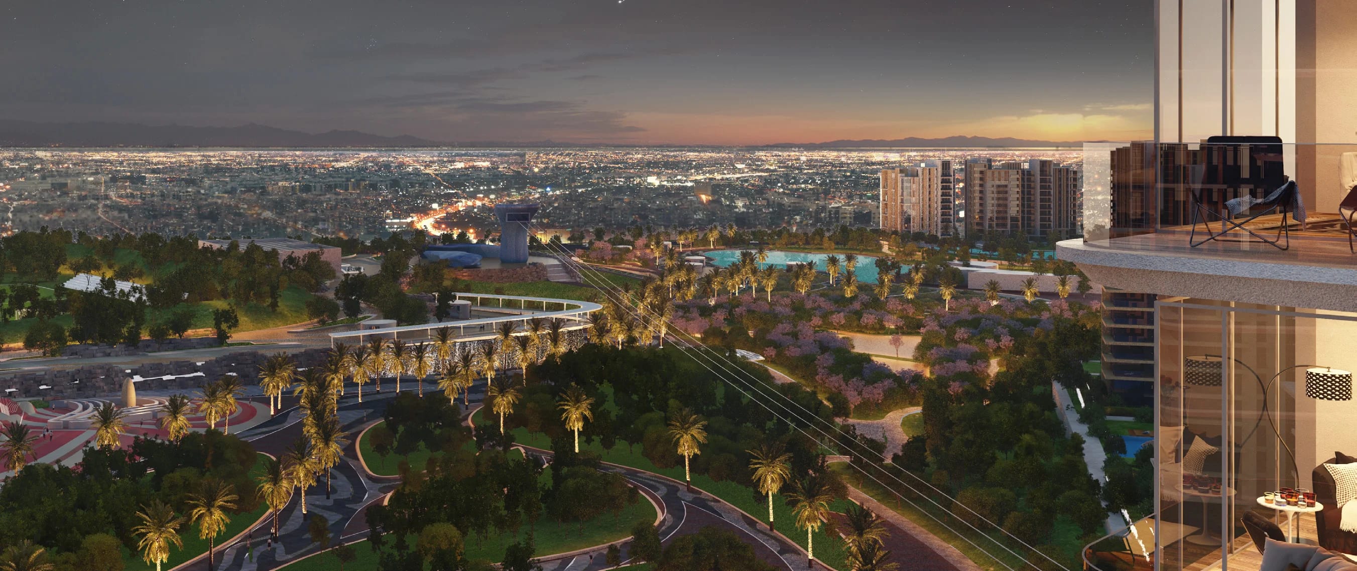 Park and landscaping within Solana West compound, New Zayed.