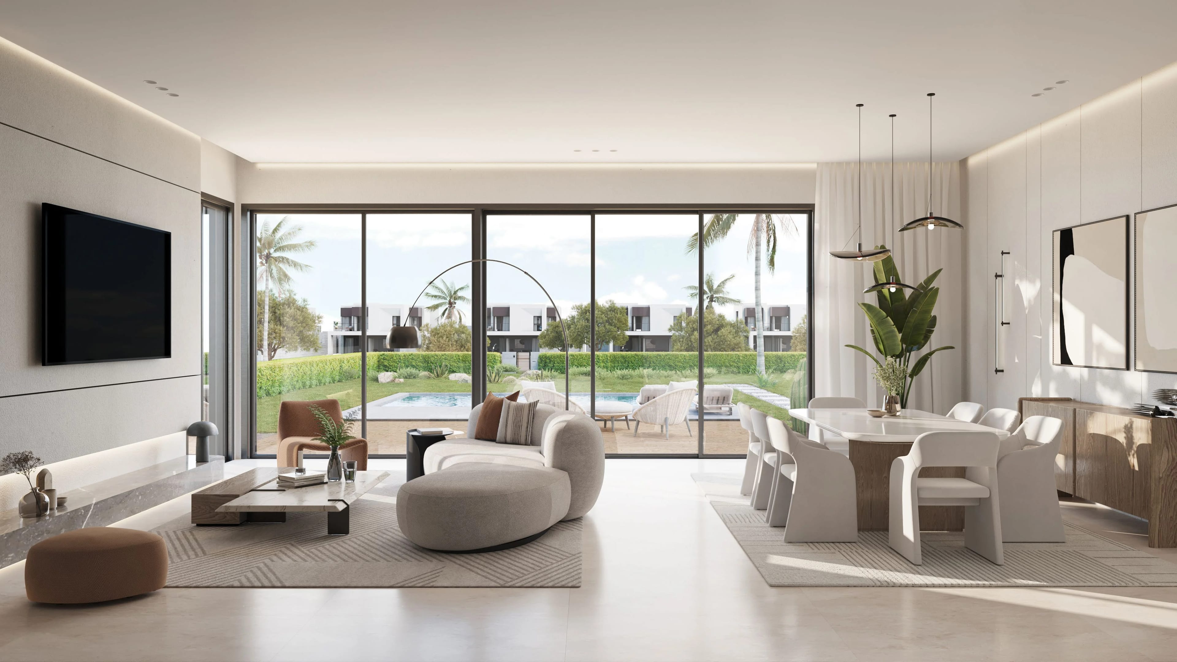 Interior living space design at Solana West New Zayed by ORA Developers Egypt.