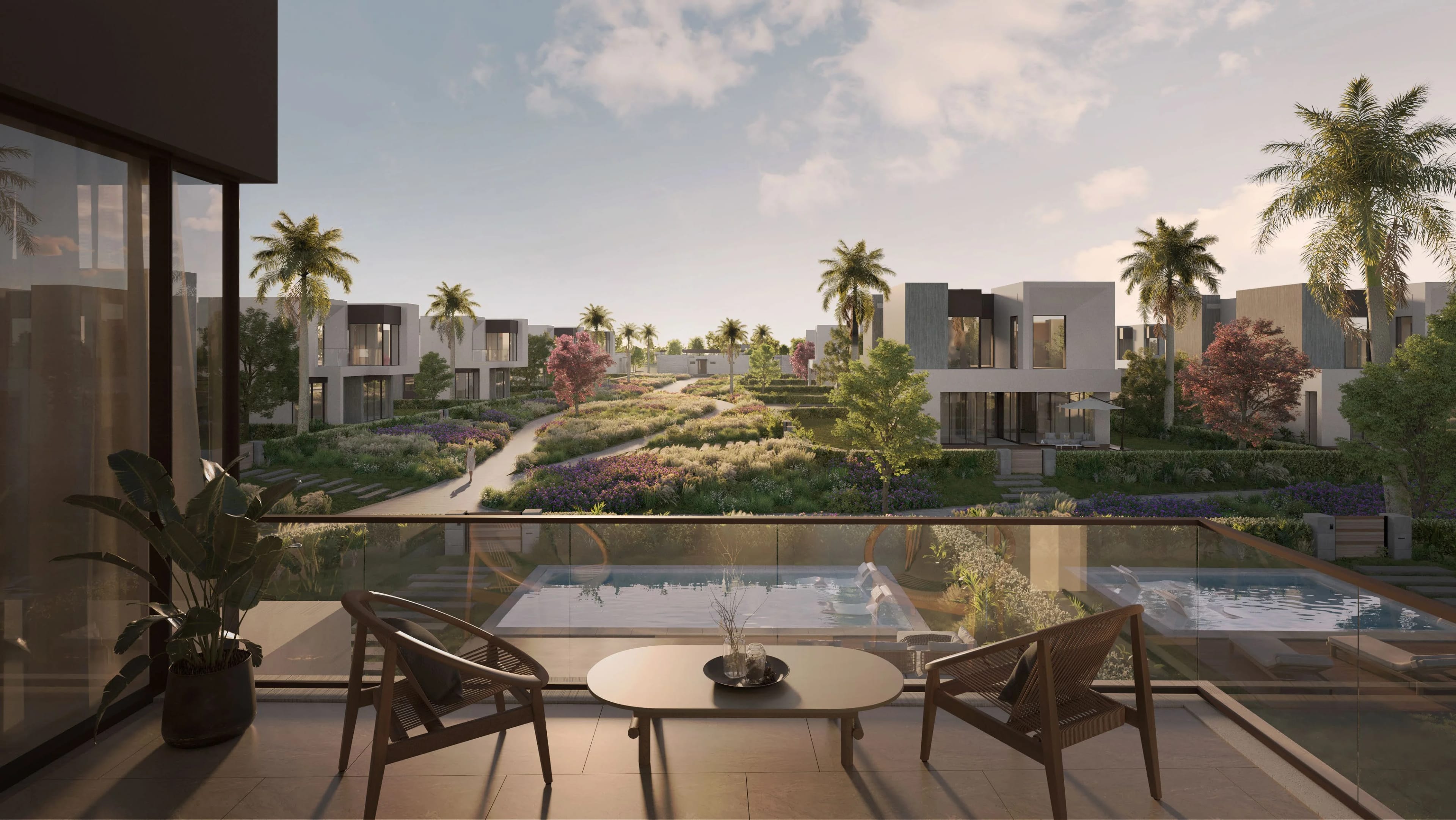 Luxury villa exterior architecture at Solana West New Zayed, West Cairo.