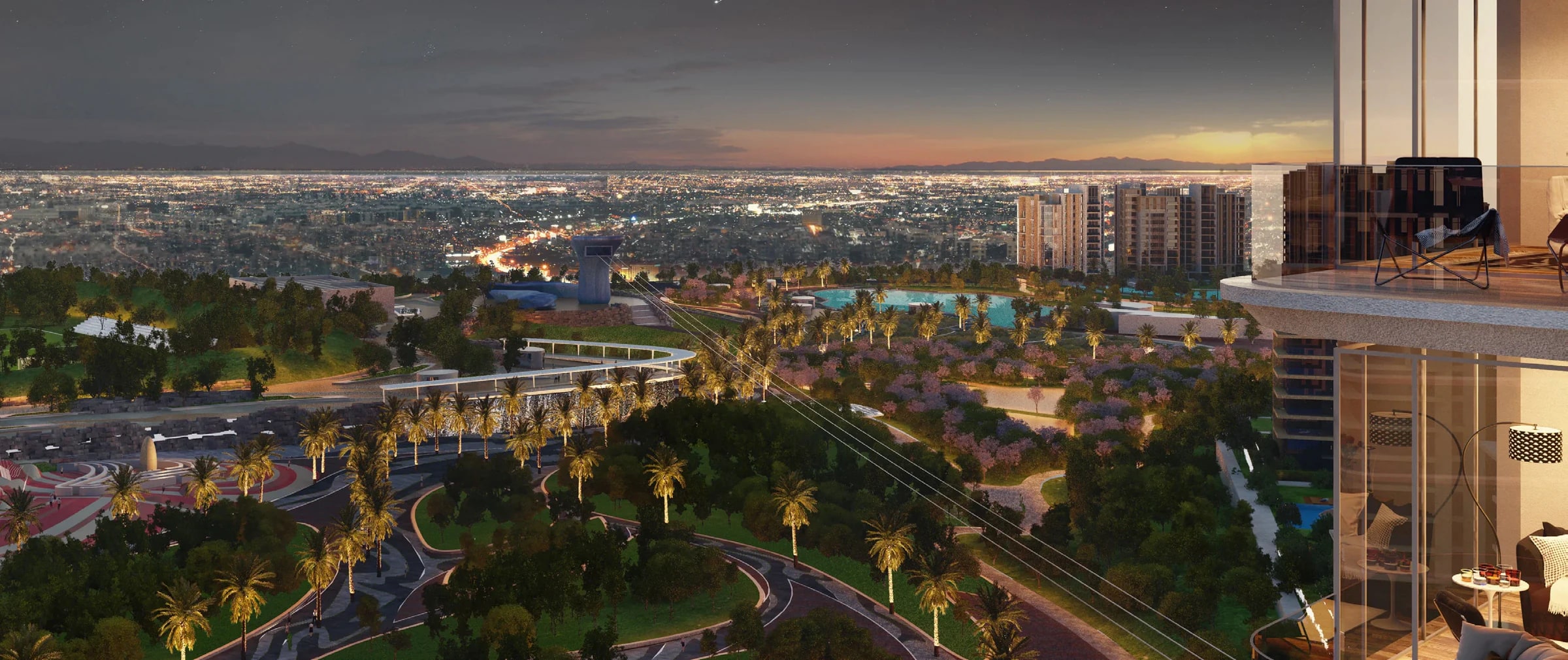 Park and landscaping within Solana West compound, New Zayed.