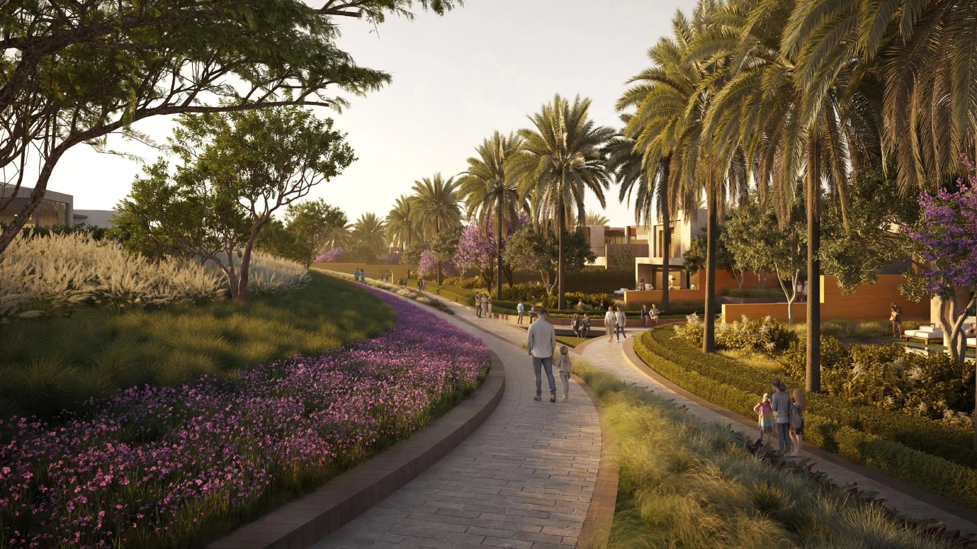 Landscaped avenues and greenery at Solana West New Zayed by ORA Developers Egypt.