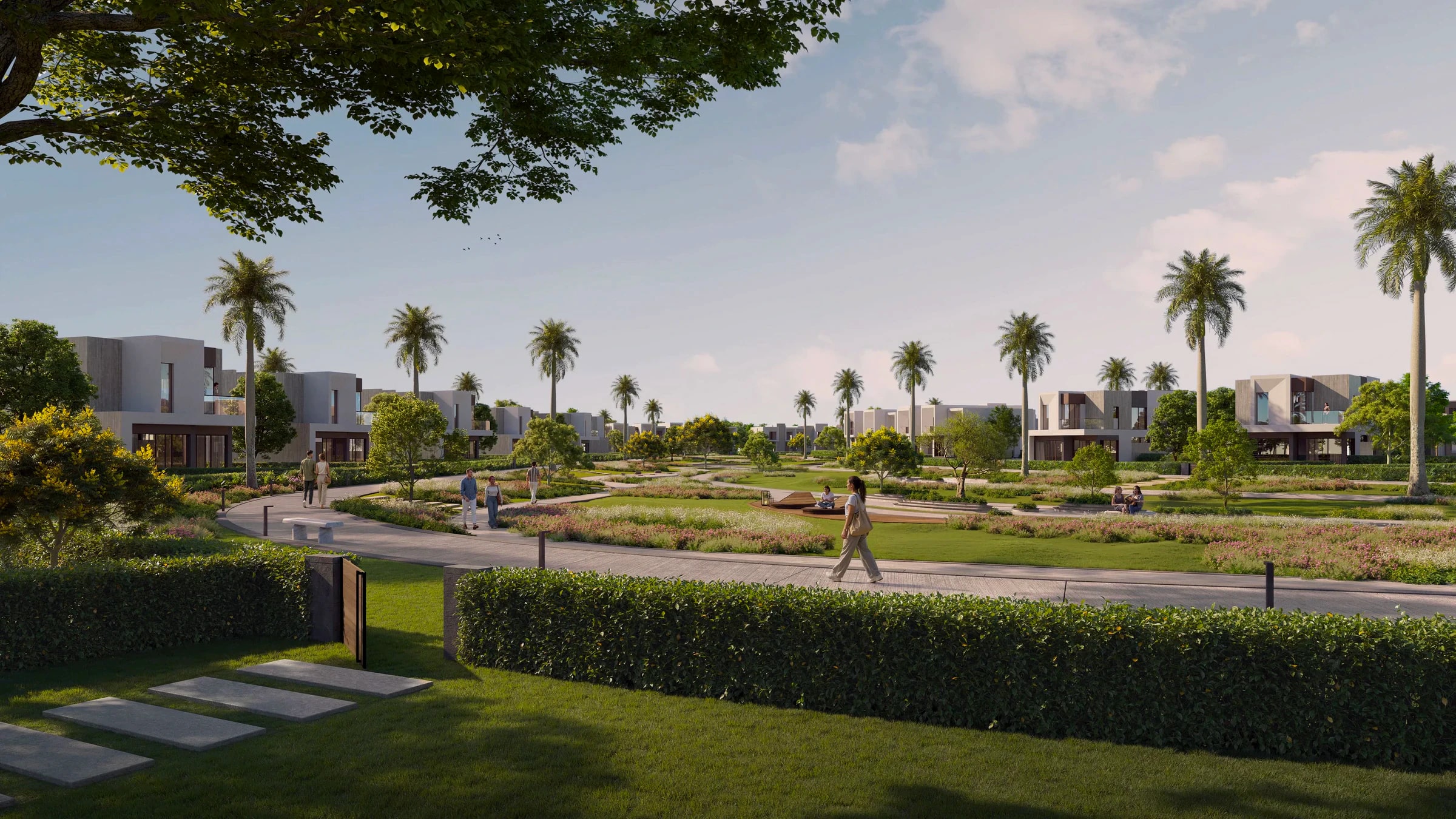 Strategic geography and dusk scale — Solana West New Zayed, West Cairo, master-planned context by ORA Developers Egypt.