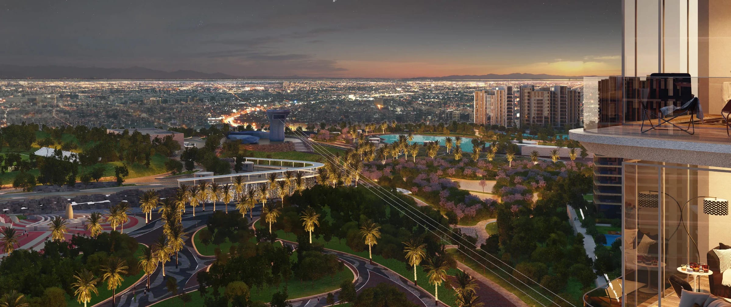 Park and landscaping within Solana West compound, New Zayed.