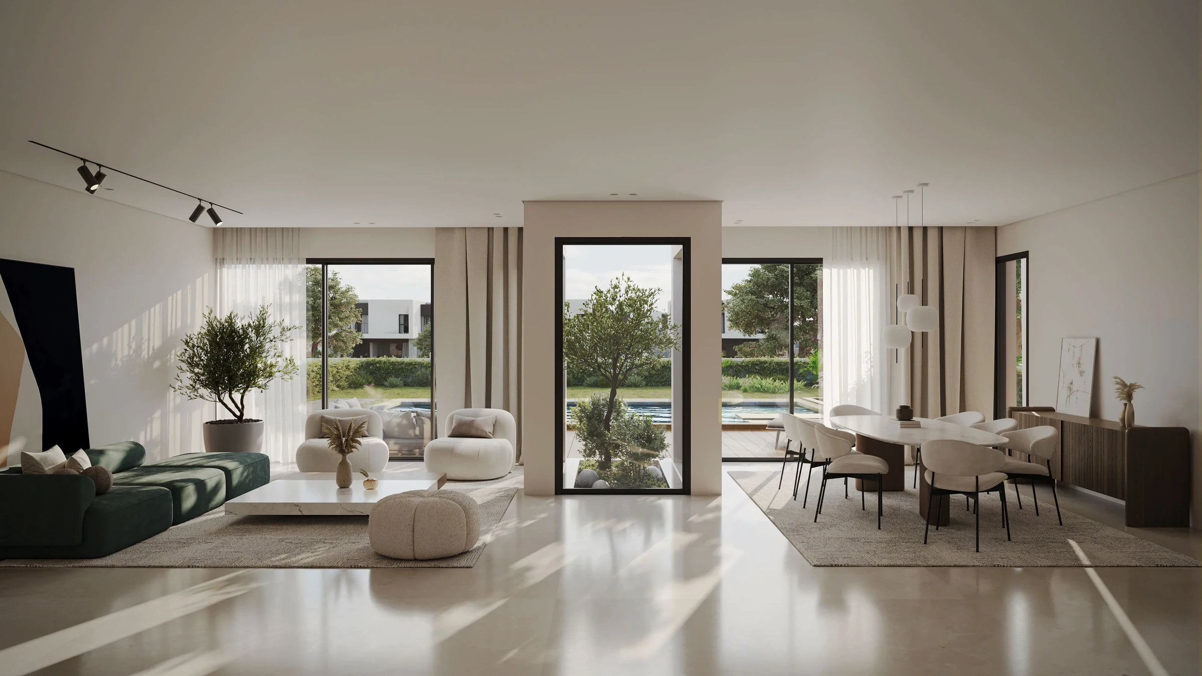 Interior living room design at Solana West New Zayed by ORA Developers Egypt.